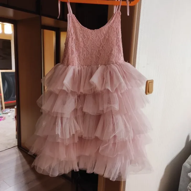 Little Girls Summer Dress for Kids Princess Birthday Party Gown Lace Sling Tutu Wedding Children Dresses Vintage Floral Clothes - Image 6