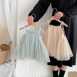 0-3Y Summer Baby Girls Straps Princess Dress Korean Style Cute Children's Tulle Suspenders Dress Toddler 1st Bithday Clothes