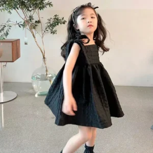 5437C  Girls' Dress Summer New Hot Fashion Sling Vest Dress Children's Black Dress 2-10Year Kid's