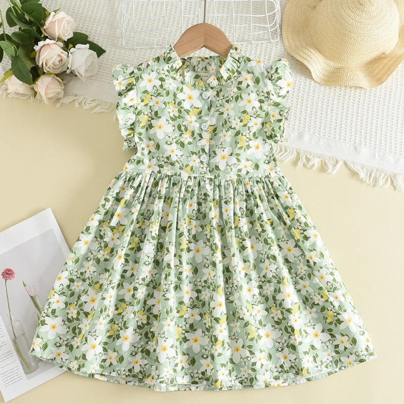 Bear Leader Girls Flower Embroidered Dress Summer Retro Flying Sleeve Princess Dresses Children Casual Clothes Fashion 2-6 Years - Image 23