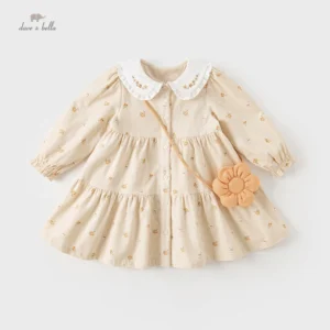 Dave Bella Festival Party Dresses for Girls Long Sleeve Floral Holiday Dresses 2025 Children robes de fête pour filles DB3236089