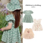 Retro Elegant Girl Dress 2025 Summer Fashion Lace Bow Girl Princess Dress Casual Mesh Children Dresses Baby Clothes