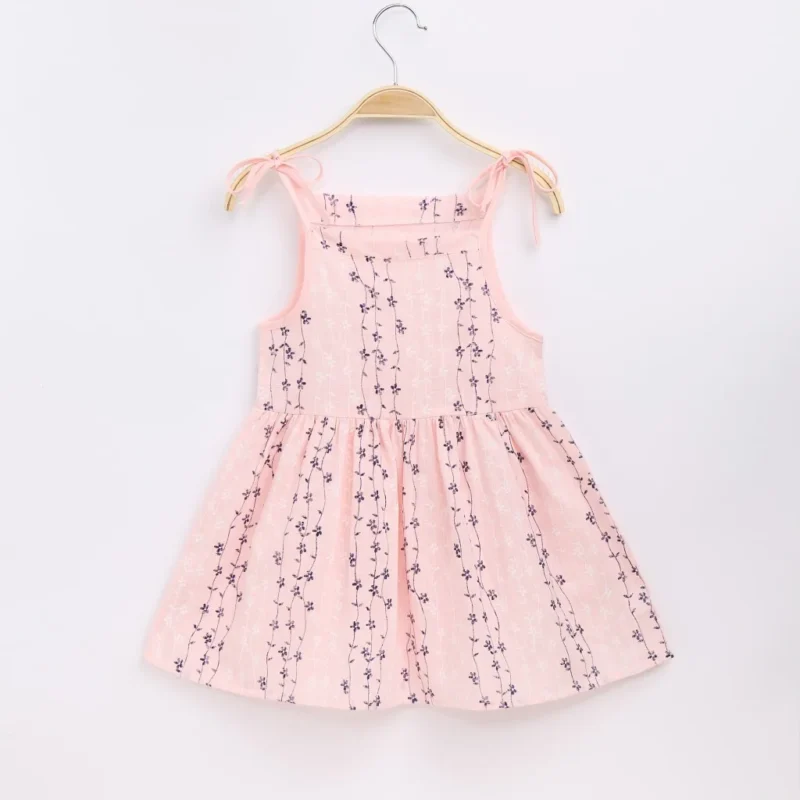 2025 Summer Girls Korean Version Strappy Dress Kids Pink Sleeveless Printed Dress Baby Cotton And Linen Casual Princess Dress - Image 10
